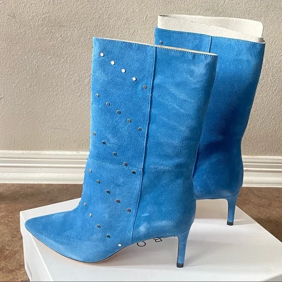 IRO Milliow Studded Blue Vintage Women's Ankle Leather Suede Boots Booties - Picture 9 of 13